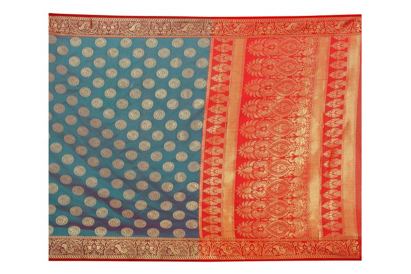 Womens Designer Blue  Banarasi  Saree With Designer Blouse