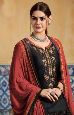 Black Embroidered Satin Salwar 2