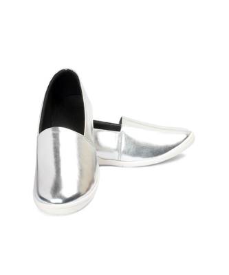 Women Silver Synthetic Slip-On Sneakers 4