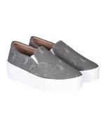 Women Grey Canvas Slip-On Sneakers