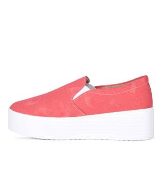 Women Red Canvas Slip-On Sneakers 3