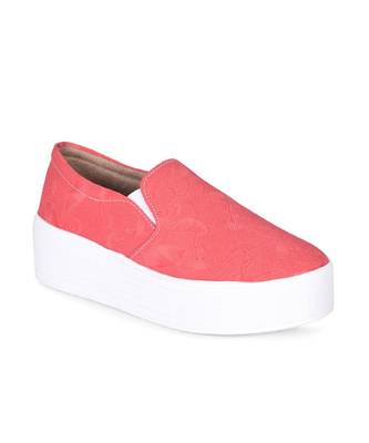 Women Red Canvas Slip-On Sneakers 5