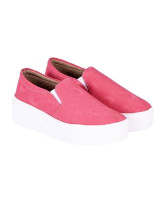 Women Pink Canvas Slip-On Sneakers 1