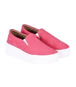 Women Pink Canvas Slip-On Sneakers