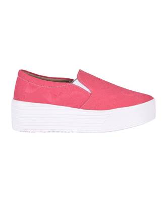 Women Pink Canvas Slip-On Sneakers 2