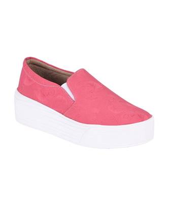 Women Pink Canvas Slip-On Sneakers 5