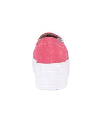 Women Pink Canvas Slip-On Sneakers 6