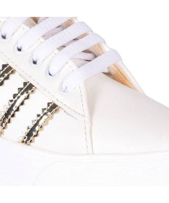 Women White Synthetic Leather Sneakers 4
