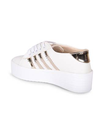 Women White Synthetic Leather Sneakers 8
