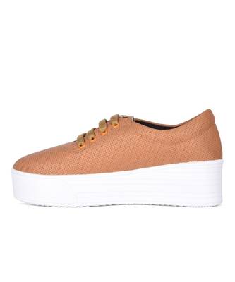 Women Tan Synthetic Leather Sneakers 3