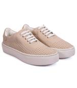 Women Beige Synthetic Leather Sneakers