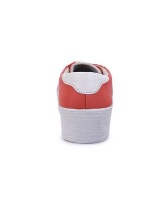 Women Peach Synthetic Leather Sneakers 6