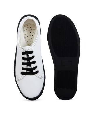 Women White Synthetic Leather Sneakers 1