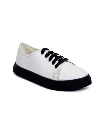 Women White Synthetic Leather Sneakers 5