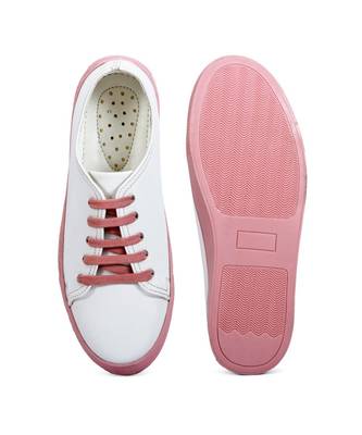 Women White Synthetic Leather Sneakers 1