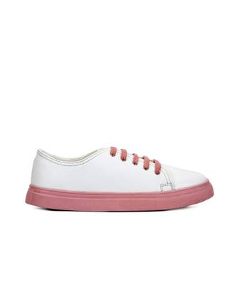 Women White Synthetic Leather Sneakers 2