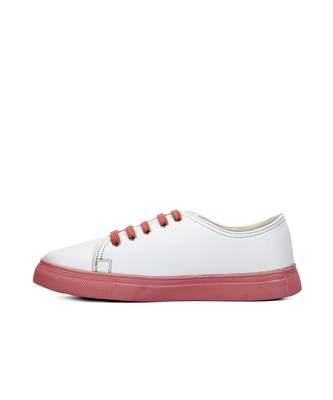 Women White Synthetic Leather Sneakers 3