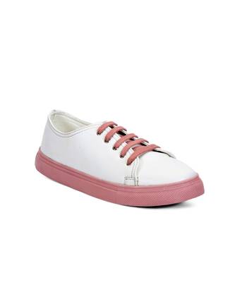 Women White Synthetic Leather Sneakers 5