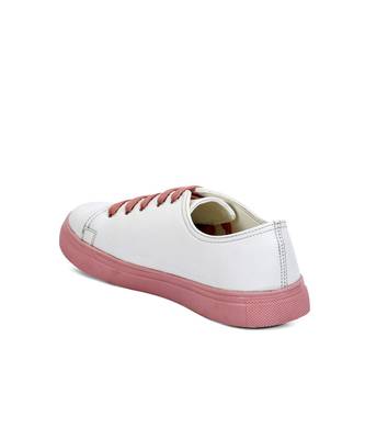 Women White Synthetic Leather Sneakers 7