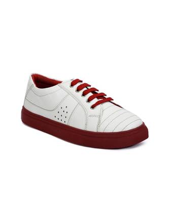 Women White Synthetic Leather Sneakers 5