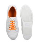 Women White Synthetic Leather Sneakers