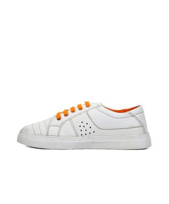 Women White Synthetic Leather Sneakers 3