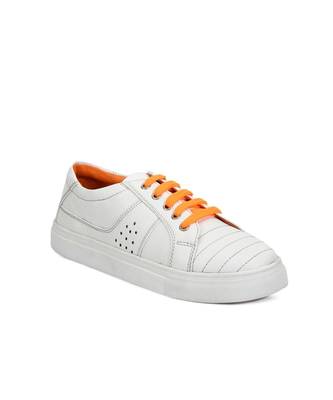 Women White Synthetic Leather Sneakers 5
