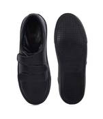 Women Black Synthetic Leather Sneakers