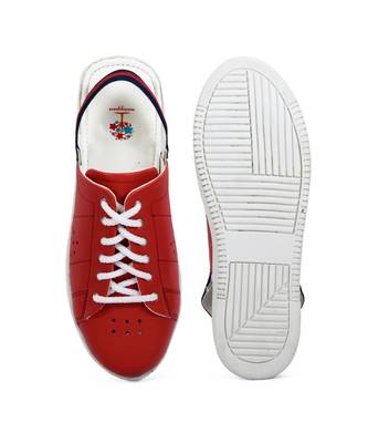 Women Red Synthetic Leather Sneakers 1