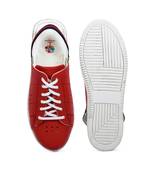 Women Red Synthetic Leather Sneakers