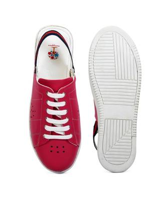 Women Pink Synthetic Leather Sneakers 1