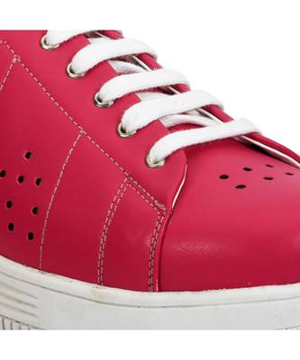 Women Pink Synthetic Leather Sneakers 4