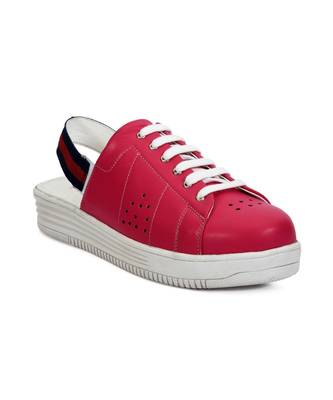 Women Pink Synthetic Leather Sneakers 5