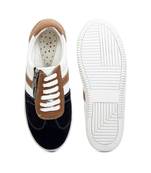 Women Black Synthetic Leather Sneakers