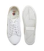 Women White Synthetic Leather Sneakers