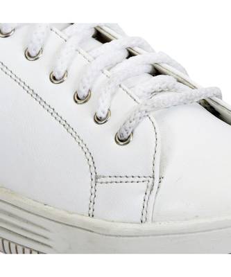 Women White Synthetic Leather Sneakers 4