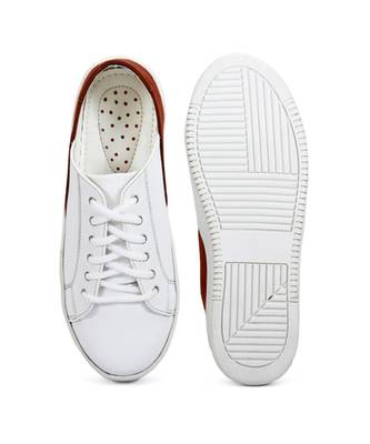 Women White Synthetic Leather Sneakers 1