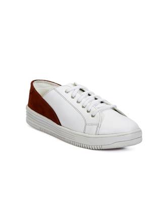 Women White Synthetic Leather Sneakers 5