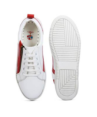 Women White Synthetic Leather Sneakers 1