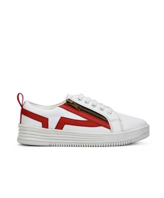 Women White Synthetic Leather Sneakers 2