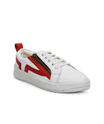 Women White Synthetic Leather Sneakers 5