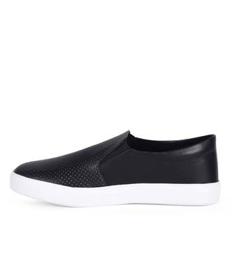 Women Black Synthetic Leather Slip-On Sneakers 3