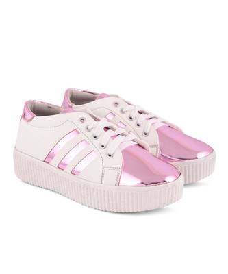 Women White Synthetic Leather Sneakers 1