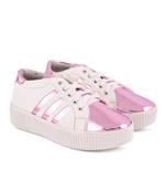 Women White Synthetic Leather Sneakers
