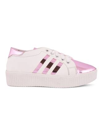 Women White Synthetic Leather Sneakers 2