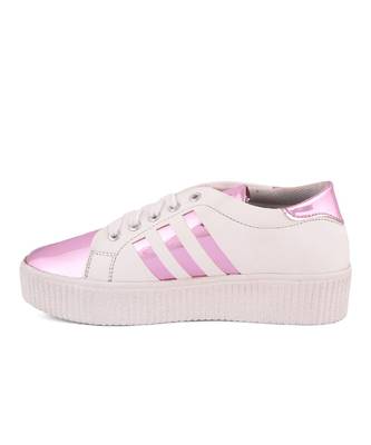 Women White Synthetic Leather Sneakers 3