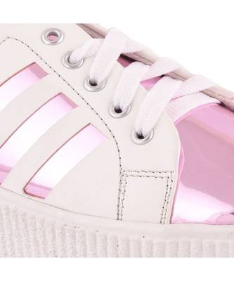 Women White Synthetic Leather Sneakers 4