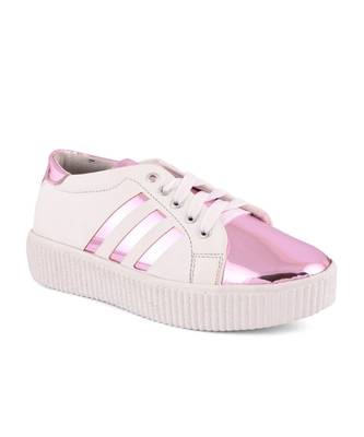 Women White Synthetic Leather Sneakers 5