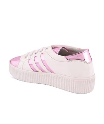 Women White Synthetic Leather Sneakers 8