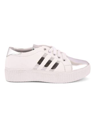 Women White Synthetic Leather Sneakers 2